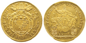 Pius VI 1775-1799
10 Zecchini, AN XII/1787, Bologna,
AU 34,22 g.
Ref : Fr. 390, Munt. 159 a, MIR. 2805/2 Conservation : PCGS AU 50. presque Superbe