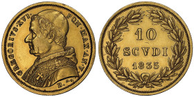 Gregorius XVI 1831-1846 
10 Scudi, Bologne, 1835, AN V, AU 17.33 g.
Ref : Munt.1 , Berman 3281, Fr.263, Mont 1
Conservation : NGC AU 58