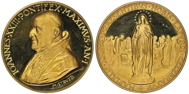 Pius XII 1939-1958
Médaille en or, centenaire de Lourdes, 1958, AN I, AU 62.48 g...