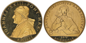 Pius XII 1939-1958
Médaille en or, 1960, AN III, AU 66.81 g. 44 mm Pour le cardinal Gregorio Barbarigo, Opus Pietro Giampaoli
Avers : IOANNES XXIII PO...