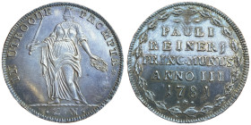 Paolo Renier 1779-1789
Osella, 1781, AG 9.74 g. Ref : Paolucci 599 Conservation : Superbe