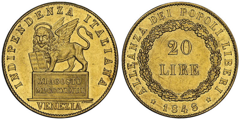Governo Provvisorio di Venezia, 1848-49
20 Lire, 1848, AU 6.45 g.
Ref : Paolucci...
