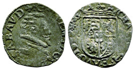 Carlo Emanuele I 1580-1630
Soldo, IV tipo, Chambéry, 1600 H G, AG 1.39 g.
Ref : Cud. 758i, MIR 663 var., Sim. 71 var., Biaggi -
Conservation : TTB. In...