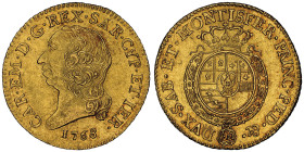 Carlo Emanuele III Secondo Periodo 1755-1773
Doppia Nuova, Torino, 1768, AU 9.65 g.
Ref : Cud. 1053m (R10), MIR 943, Sim 30/13 Conservation : NGC MS 6...