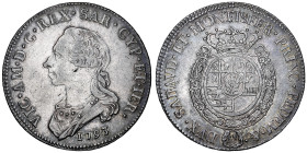 Vittorio Amedeo III 1773-1796
Mezzo Scudo da 3 Lire, Torino, 1793, AG 17.62 g.
Ref : Cud. 1098t (R2), MIR 988t, Sim. 10/20, Biaggi 849u
Conservatio...
