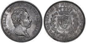 Carlo Felice 1821-1831
5 Lire, Torino, 1830 (L), AU 25 g. Ref : Cud. 1146p, MIR 1035, Pag. 78 Conservation : presque FDC