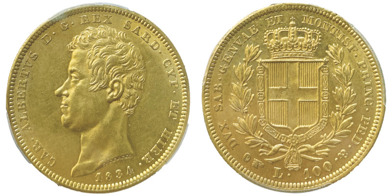 Carlo Alberto 1831-1849
100 lire, Torino, 1835 (P), AU 32.25 g.
Ref : Cud. 1154e...