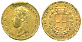 Carlo Alberto 1831-1849
50 Lire, Torino, 1836 (P), AU 16.12 g.
Ref : Cud. 1155c (R2), MIR 1044c, Pag. 166, Fr. 1140 Conservation : PCGS AU50
Quantité ...