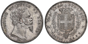 Vittorio Emanuele II 1859-1861 - Re Eletto
1 Lira, II Tipo, Firenze, 1860 F, AG 5g.
Ref : Cud. 1179, MIR.1067d, Mont.117, Pag.441a Conservation : NGC ...