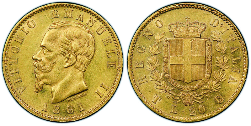 Vittorio Emanuele II 1861-1878 - Re d'Italia
20 Lire, Torino, 1861 T BN, AU 6.45...