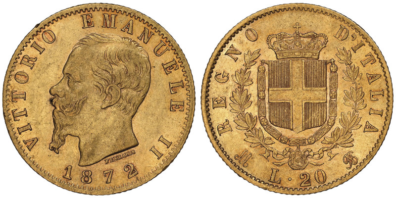 Vittorio Emanuele II 1861-1878 - Re d'Italia
20 Lire, Milano, 1872 M , AU 6.45 g...