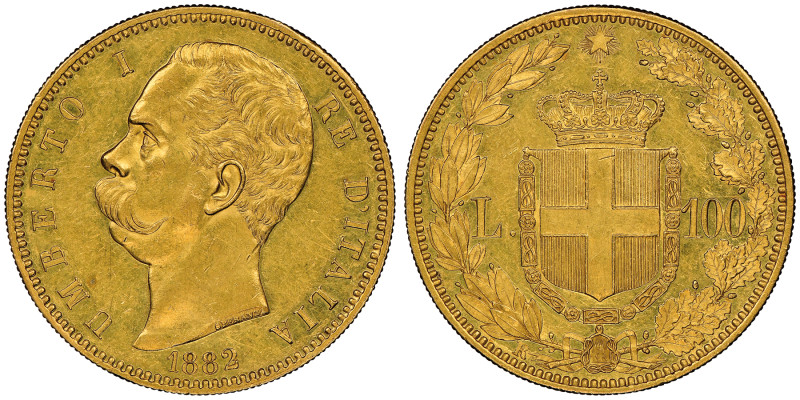 Umberto I 1878-1900
100 lire, Roma, 1882 R, AU 32.25 g.
Ref : Cud. 1209b (R2), M...