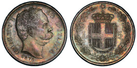Umberto I 1878-1900
5 Lire, II tipo, Roma, 1878 R, AG 25 g. Ref : Cud. 1212a (R2), MIR 1099a, Pag. 589 Conservation : PCGS MS 64. Rarissime en FDC