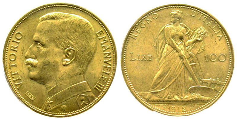 Vittorio Emanuele III 1900-1946
100 Lire, Roma, 1912 R, AU 32.25 g.
Ref : Cud. 1...
