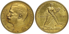 Vittorio Emanuele III 1900-1946
100 Lire, Emissione per Numismatici, Roma, 1926 R, AU 32.25 g.
Ref : Luppino Enum1 pag. 298 (R5), MIR 1115c (R4), Fr. ...