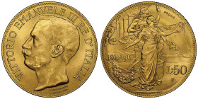 Vittorio Emanuele III 1900-1946
50 Lire 1911 R Prova, AU 16.12 g.
Ref : Luppino PP125, Pagani PP nr. 168
Conservation : NGC MS 64. Rarissime.
Della pr...