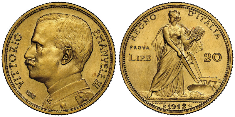 Vittorio Emanuele III 1900-1946
20 lire Aratrice PROVA (Pattern), Roma, 1912 R, ...