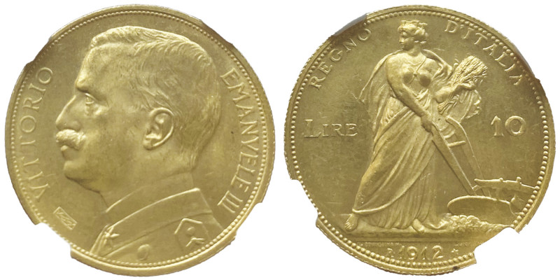 Vittorio Emanuele III 1900-1946
10 Lire, Roma, 1912 R, AU 3.22 g.
Ref : Cud. 124...
