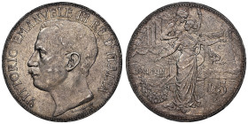 Vittorio Emanuele III 1900-1946
5 Lire Cinquantenario, Roma, 1911 R, AG 25 g. Ref : Cud. 1249a (R ), MIR 1135a, Pag. 707 Conservation : NGC MS 64. FDC
