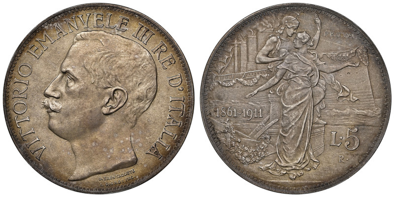 Vittorio Emanuele III 1900-1946
5 lire, Roma, 1911 R PROVA, AG 25.06 g. Ref : Pa...