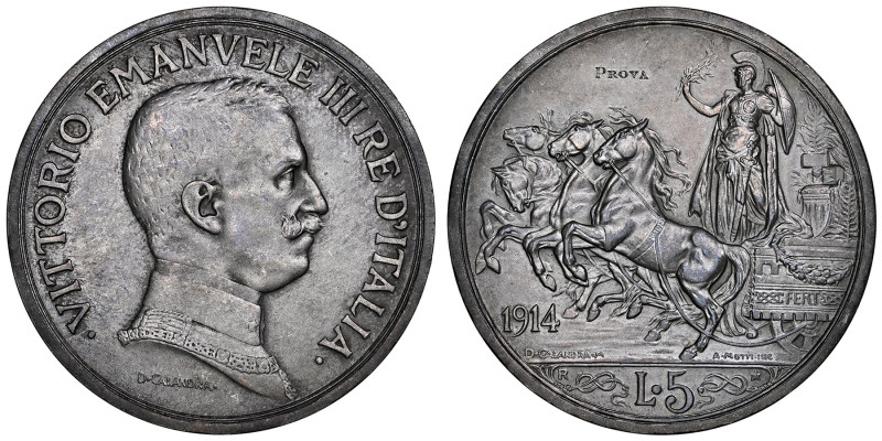 Vittorio Emanuele III 1900-1946
5 Lire, Roma, 1914 R PROVA, (Pattern) AG 25 g. R...