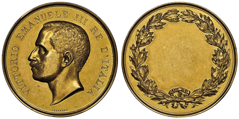 Médaille en or, Vittorio Emanuele III Re d'Italia, AU 70.54 g. 47 mm Opus Speran...