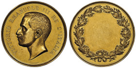 Médaille en or, Vittorio Emanuele III Re d'Italia, AU 70.54 g. 47 mm Opus Speranza
Conservation : NGC AU 58. Superbe