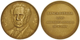 Médaille en or "Alessandro Manzoni", Banca d'Italia LXXV Assemblea Annuale 1969, AU 98.4 g. 917 ‰, 50 mm
Conservation : NGC MS 62 MATTE