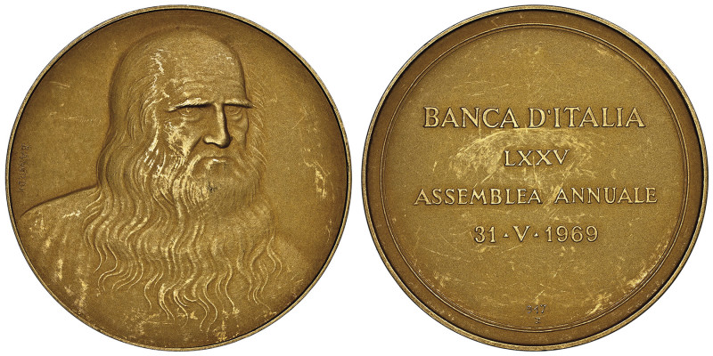 Médaille en or "Leonardo da Vinci", Banca d'Italia LXXV Assemblea Annuale 1969, ...