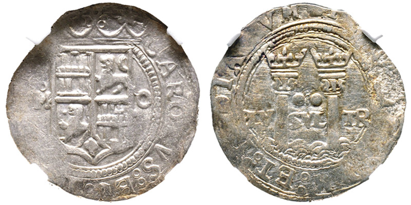 MEXIQUE
Carlos et Joanna 1542-1555
2 Reales, Mexico City, AG 6.86 g.
Ref : KM#12...