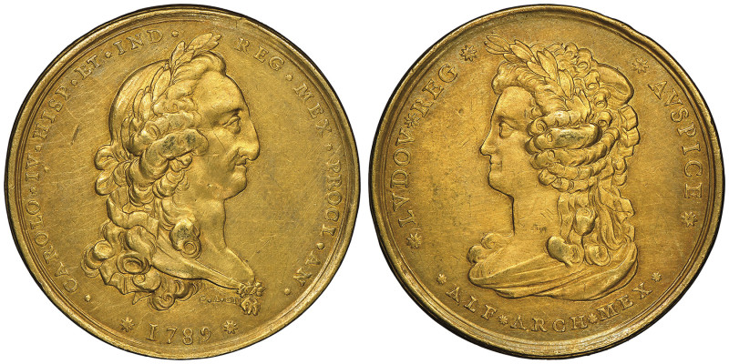 Carlos IV 1788-1808
Médaille en or, 1789, pour l'Archevêque de Ville de Mexico, ...