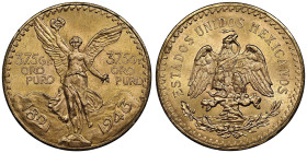 50 Pesos, 1943, AU 41.66 g. 900‰
Ref : KM#481, Fr.172
Conservation : NGC MS 65