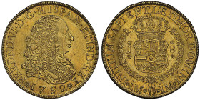 Ferdinand VI 1746-1759
8 Escudos, Lima, 1752 LM-J, AU
Ref : KM#50, Onza-578, Fr. 16
Conservation : NGC MS 61