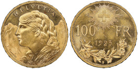 Confédération Helvétique 1848 -
100 Francs , Berne , 1925 B, AU 32.25 g. Ref : Fr.502, HMZ.1193a
Conservation : NGC MS 64