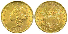 20 Dollars, San Francisco, 1873 S, Closed 3, AU 33.43 g. Ref : Fr. 175, KM#74.2
Conservation : PCGS AU 55