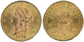 20 Dollars, Philadelphia, 1894, AU 33.43g. Ref : Fr.177, KM#74.3
Conservation : PCGS MS 63+