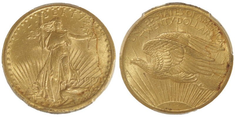 20 Dollars, Philadelphia, 1907 NO MOTTO, AU 33.43 g. Ref : Fr.183, KM#127
Conser...