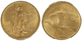 20 Dollars, Philadelphia, 1908 NO MOTTO, AU 33.43 g. Ref : Fr.183, KM#131,
Conservation : PCGS MS 66