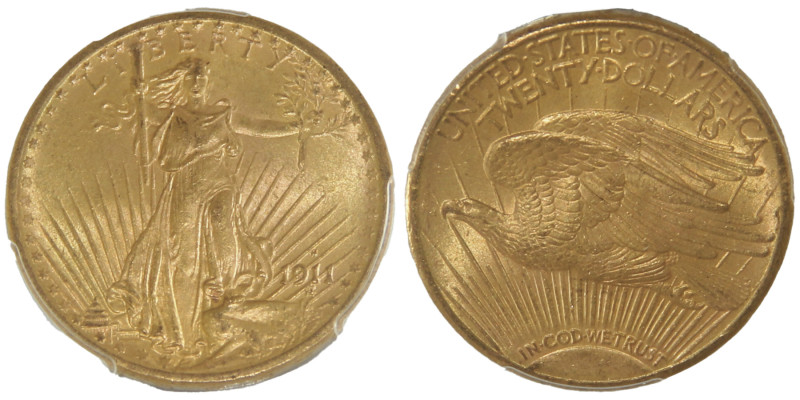 20 Dollars, San Francisco, 1911 S, MOTTO, AU 33.43 g.
Ref : Fr.186, KM#131
Conse...