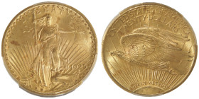 20 Dollars, Philadephia, 1925, MOTTO, AU 33.43 g.
Ref : Fr.185, KM#131
Conservation : PCGS MS 66