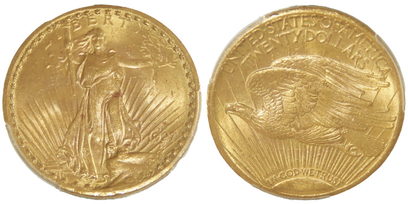20 Dollars, San Francisco, 1927 S, MOTTO, AU 33.43 g.
Ref : Fr.186, KM#131
Conse...