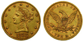 10 Dollars, Philadephia, 1858, AU 16.71 g.
Ref : Fr. 155, KM#66
Conservation : PCGS XF 40
Rarissime 50 à 65 connus