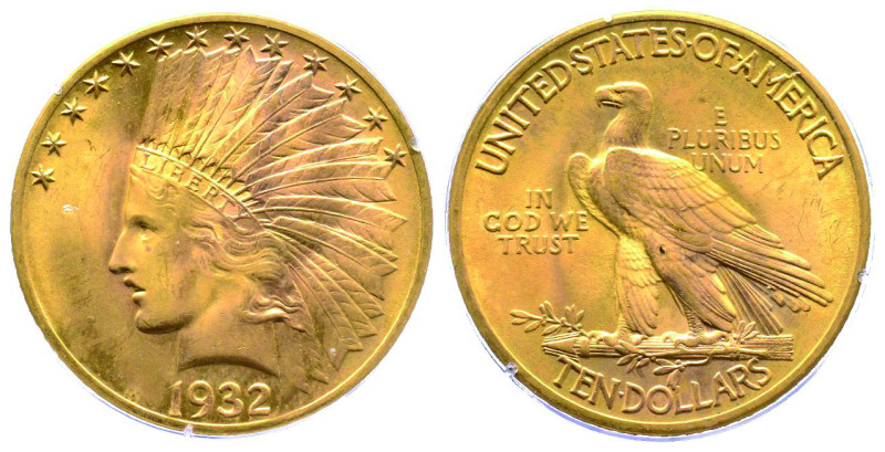 10 Dollars, Philadelphia, 1932, AU
Ref : Fr. 166, KM#130
Conservation : PCGS MS ...