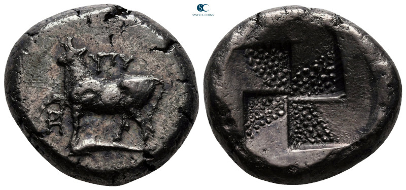Thrace. Byzantion circa 387-340 BC. 
Tetradrachm AR

23 mm, 15,07 g

'ΠΥ, b...