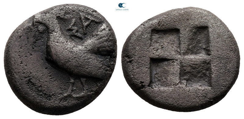 Thrace. Selymbria circa 492-470 BC. 
Octobol AR

13 mm, 4,09 g

ΣA, cock st...