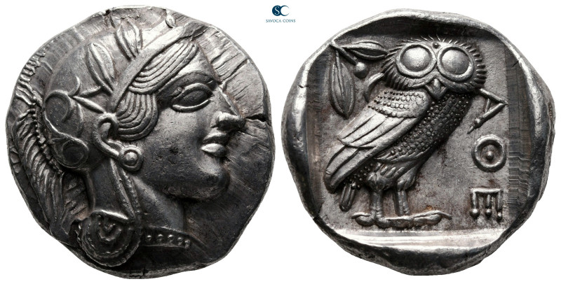 Attica. Athens circa 454-404 BC. 
Tetradrachm AR

26 mm, 17,18 g

Helmeted ...