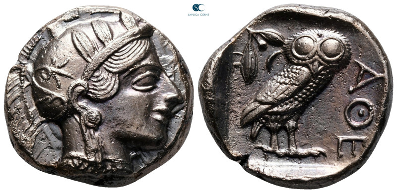 Attica. Athens circa 454-404 BC. 
Tetradrachm AR

23 mm, 17,02 g

Helmeted ...
