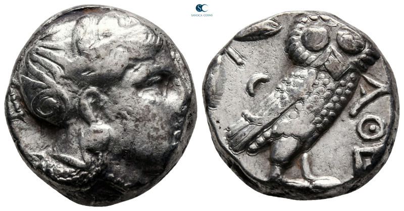 Attica. Athens circa 350-294 BC. 
Tetradrachm AR

20 mm, 17,07 g

Head of A...