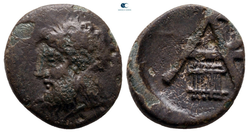 Arkadia. Megalopolis circa 363-350 BC. 
Bronze Æ

16 mm, 2,38 g

Laureate h...