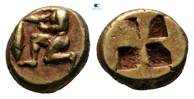 Mysia. Kyzikos circa 550-500 BC. 
Hemihekte - 1/24 Stater EL

8 mm, 1,27 g
...